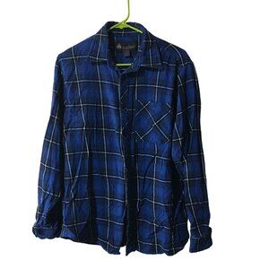 AW OUTFITTERS BLUE PLAID LONG SLEEVE BUTTON-DOWN SHIRT MENS LARGE